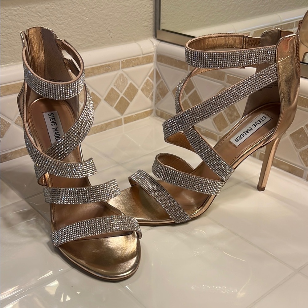 Steve Madden Metallic Strappy Heels